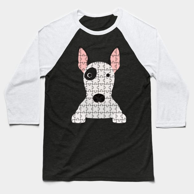 English Bull Terrier Jigsaw Puzzle Design Baseball T-Shirt by DoggyStyles